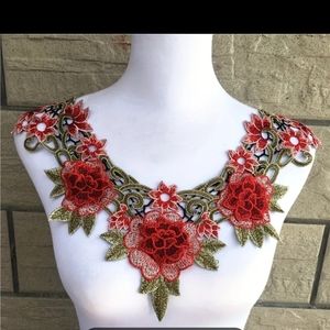 ALL LACE BOGO Red floral Venise lace collar trim